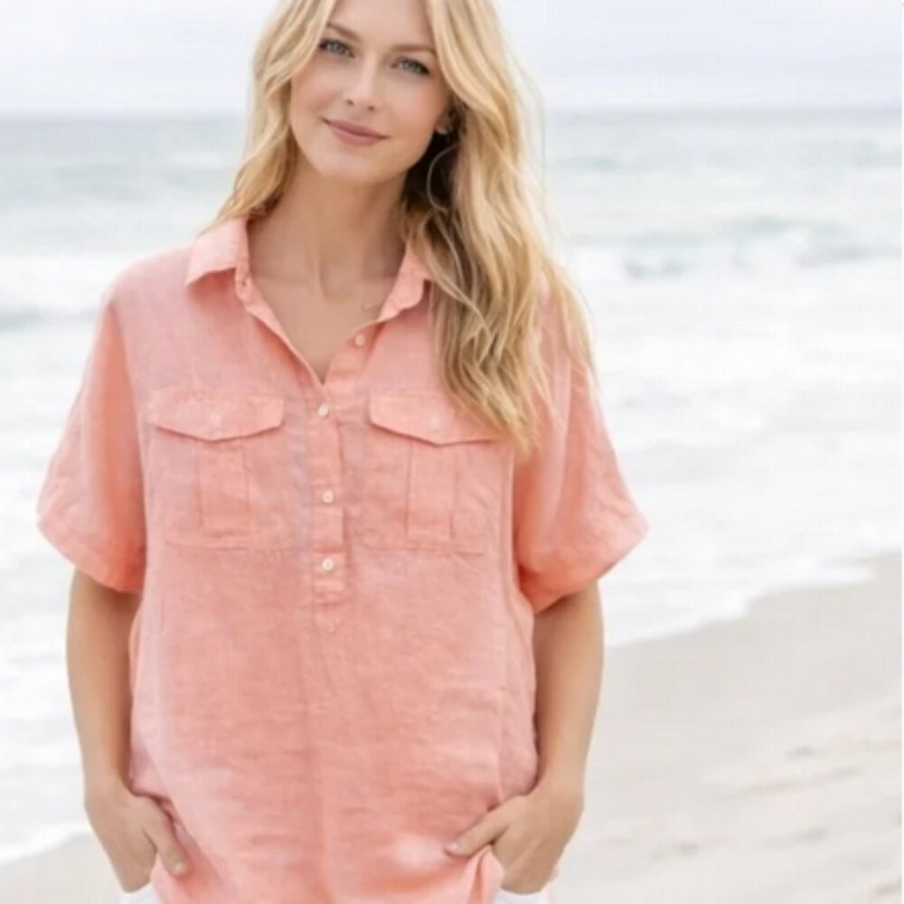 Baird McNutt J. Crew Irish Linen Shirt 8 NWT Popover